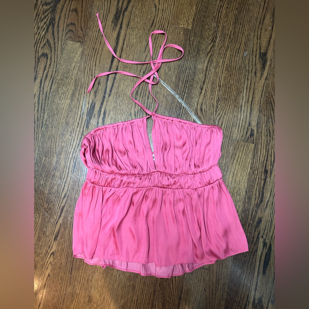 Do + Be Pink Tie Halter Top - Size Large